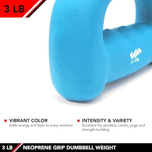 JFIT Neoprene D-Grip Dumbbell Weight, 3LB, 3 Pound - Image 5