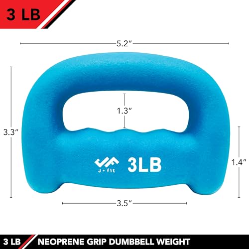 JFIT Neoprene D-Grip Dumbbell Weight, 3LB, 3 Pound - Image 2