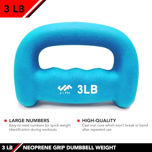 JFIT Neoprene D-Grip Dumbbell Weight, 3LB, 3 Pound - Image 4