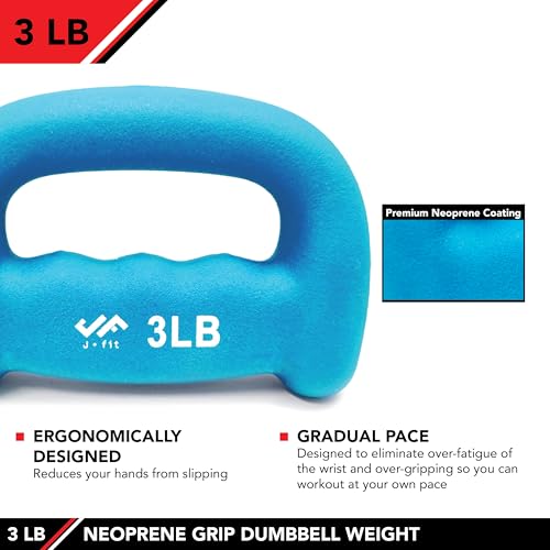 JFIT Neoprene D-Grip Dumbbell Weight, 3LB, 3 Pound - Image 3
