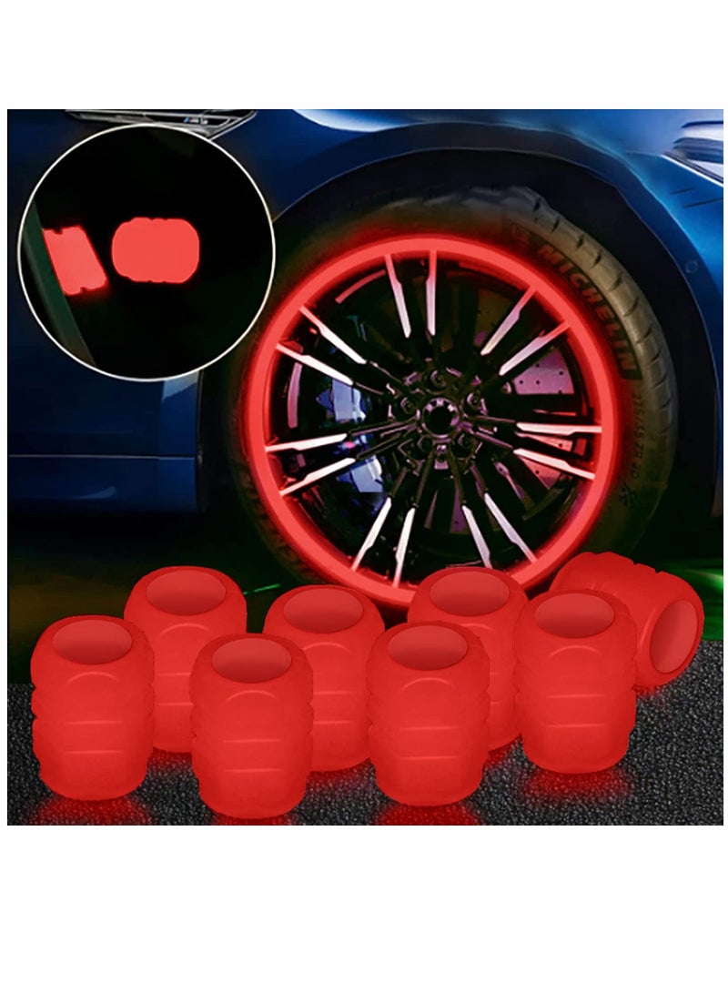 24PCS Car Valve Cap Tire Valve Stem Caps Noctilucous Illuminated Tire Air Caps Cover Auto Wheel Valve Stem Cap, Wheel Accessories, Universal Wheel Valve Caps for Car Truck Motorcycles Bike Tires (Red) - Image 1