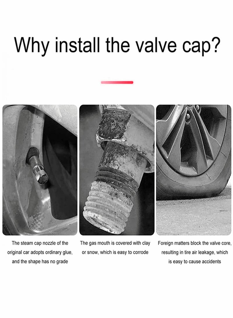 24PCS Car Valve Cap Tire Valve Stem Caps Noctilucous Illuminated Tire Air Caps Cover Auto Wheel Valve Stem Cap, Wheel Accessories, Universal Wheel Valve Caps for Car Truck Motorcycles Bike Tires (Red) - Image 4