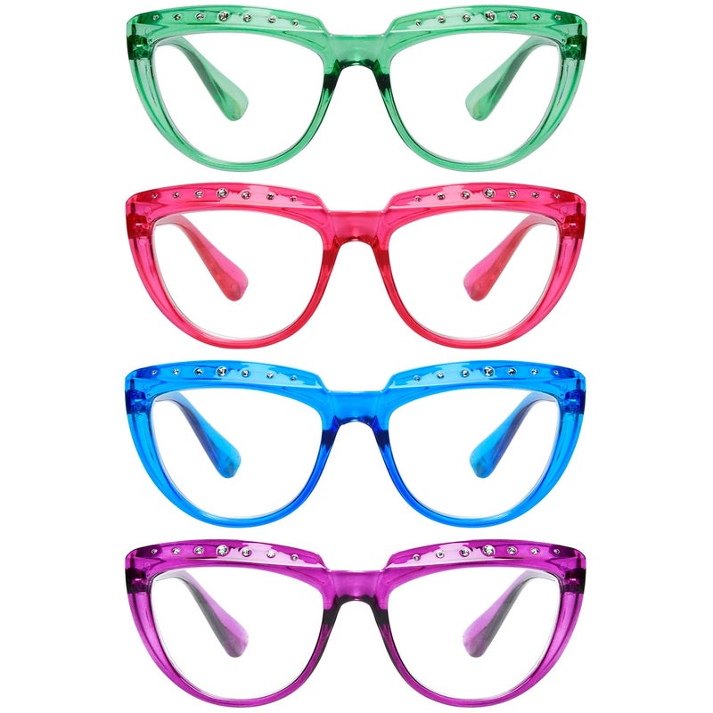 Eyekepper 4Pack Reading Glasses for Women Rhinestone Readers Oversize HalfMoon Design Eyeglasses 250 - Image 3