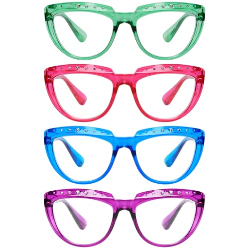 Eyekepper 4Pack Reading Glasses for Women Rhinestone Readers Oversize HalfMoon Design Eyeglasses 250 - Image 2