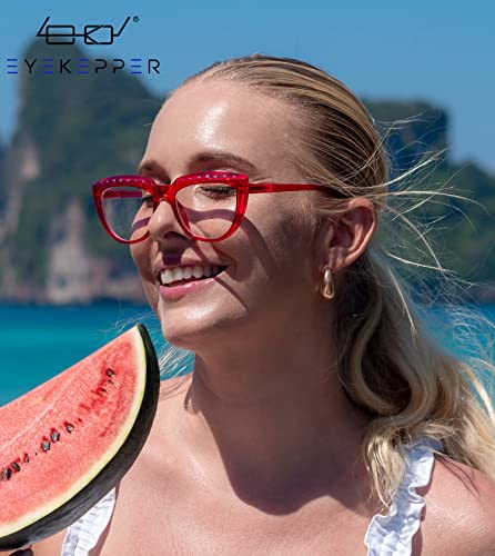 Eyekepper 4Pack Reading Glasses for Women Rhinestone Readers Oversize HalfMoon Design Eyeglasses 250 - Image 5