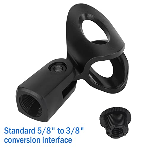 SHOPEE 1-Pack Black Universal Microphone Clip Holders with 5/8-Inch Male to 3/8-Inch Female Nut Adapters for Handheld Microphones - Image 2
