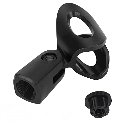 SHOPEE 1-Pack Black Universal Microphone Clip Holders with 5/8-Inch Male to 3/8-Inch Female Nut Adapters for Handheld Microphones - Image 1