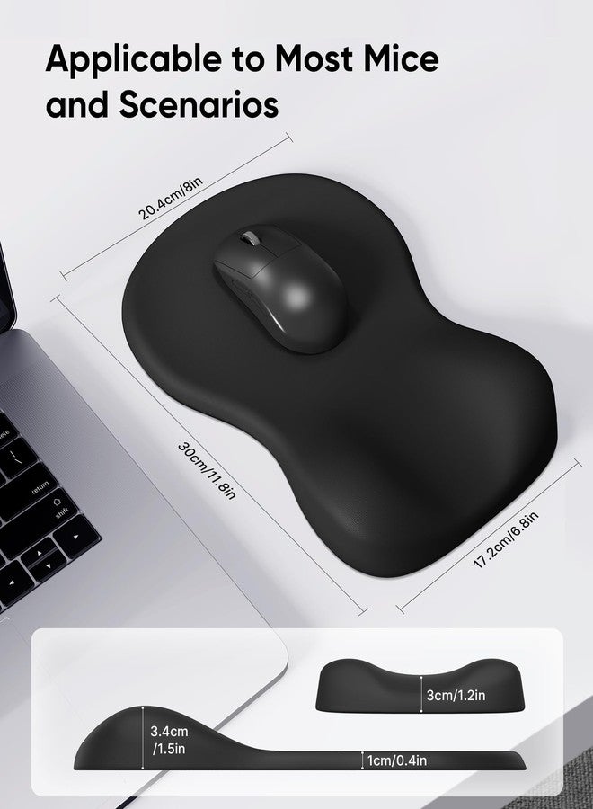 Laborio Ergonomic Mouse Pad with Wrist Rest, Black Mousepad with Wrist Support for Desk, Non-Slip Hard Base Mouse Pads, Portable for Office/Home/Travel Work - Image 4