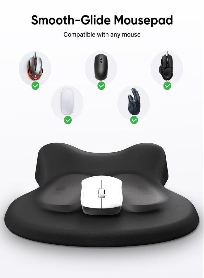 Laborio Ergonomic Mouse Pad with Wrist Rest, Black Mousepad with Wrist Support for Desk, Non-Slip Hard Base Mouse Pads, Portable for Office/Home/Travel Work - Image 5