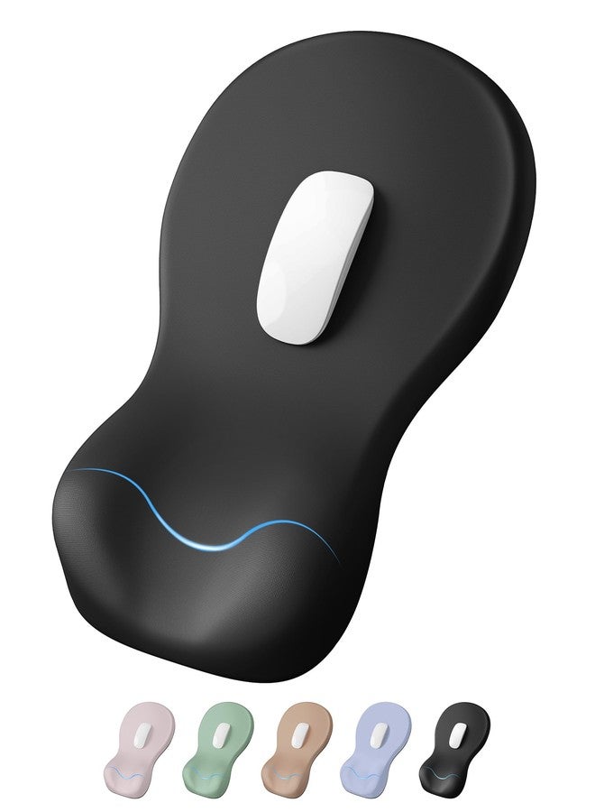 Laborio Ergonomic Mouse Pad with Wrist Rest, Black Mousepad with Wrist Support for Desk, Non-Slip Hard Base Mouse Pads, Portable for Office/Home/Travel Work - Image 1