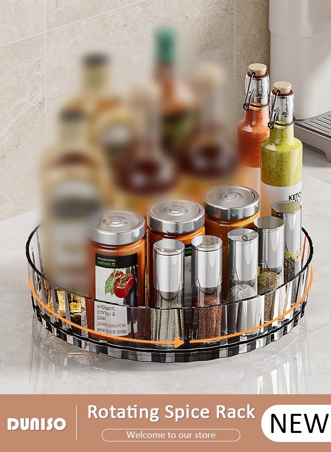 DUNISO رف توابل دوار، منظم دوار بسعة كبيرة، رف تخزين عمودي متعدد الطبقات، صينية تخزين متعددة الوظائف للخزائن، المخزن، المطبخ، سطح المكتب، الثلاجة، الخزانة، الحمام - Image 1