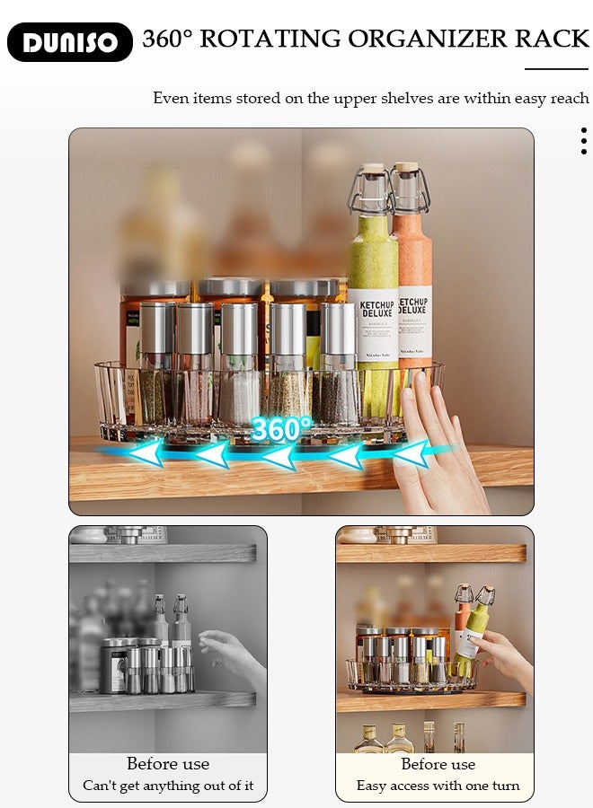 DUNISO رف توابل دوار، منظم دوار بسعة كبيرة، رف تخزين عمودي متعدد الطبقات، صينية تخزين متعددة الوظائف للخزائن، المخزن، المطبخ، سطح المكتب، الثلاجة، الخزانة، الحمام - Image 2