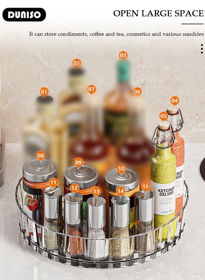 DUNISO رف توابل دوار، منظم دوار بسعة كبيرة، رف تخزين عمودي متعدد الطبقات، صينية تخزين متعددة الوظائف للخزائن، المخزن، المطبخ، سطح المكتب، الثلاجة، الخزانة، الحمام - Image 3