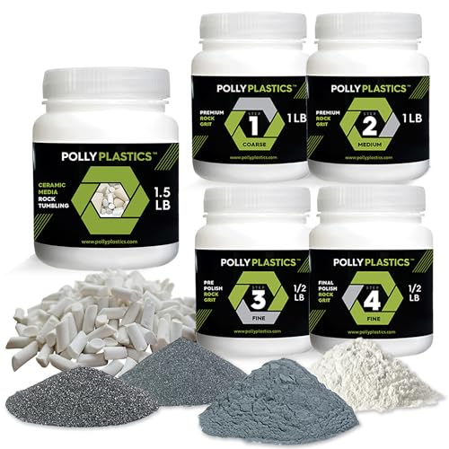 Polly Plastics Rock Tumbler Grit and Polish Refill & Ceramic Tumbling Filler Media - Silicone Carbide Polisher Grit - Rock Polish Supplies & Accessories - Image 1