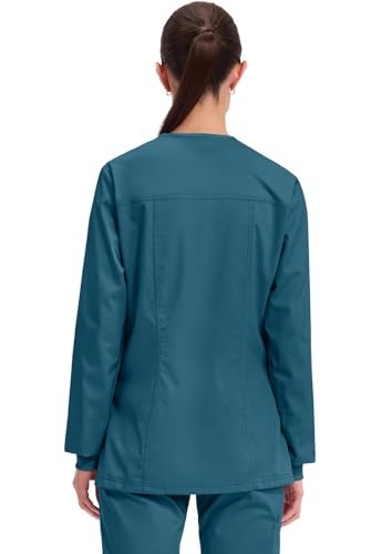 Cherokee Women's Snap Front Warm-up Jacket, Caribbean Blue, Small - Image 4