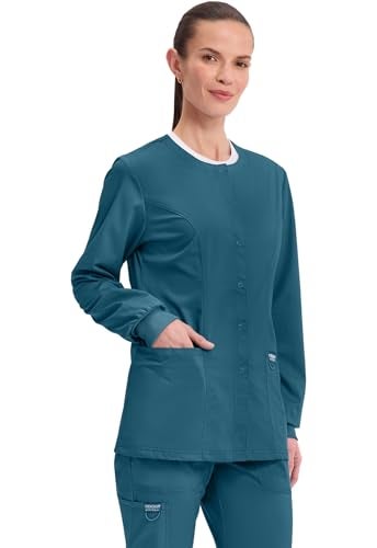 Cherokee Women's Snap Front Warm-up Jacket, Caribbean Blue, Small - Image 5