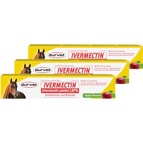 Durvet Ivermectin Paste Dewormer - 6.08g dose @ 1.87%-Apple Flavored, 3 Count - Image 1