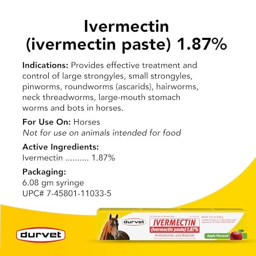 Durvet Ivermectin Paste Dewormer - 6.08g dose @ 1.87%-Apple Flavored, 3 Count - Image 3