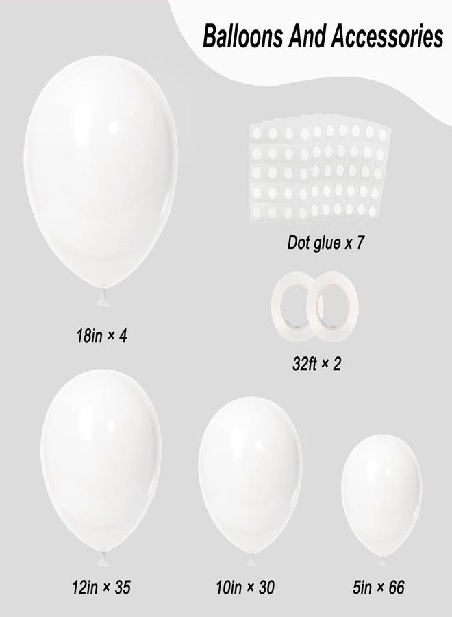 RUBFAC 135pcs White Balloons Different Sizes 18 12 10 5 Inch for Garland Arch, Latex Balloon for Wedding Birthday Party Baby Shower Anniversary Baptism Decorations - Image 2