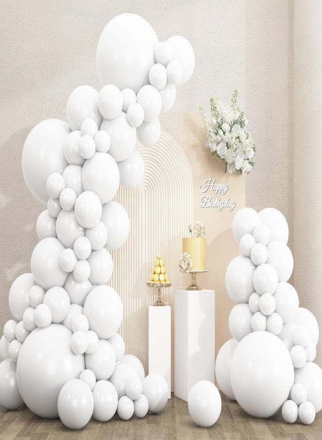 RUBFAC 135pcs White Balloons Different Sizes 18 12 10 5 Inch for Garland Arch, Latex Balloon for Wedding Birthday Party Baby Shower Anniversary Baptism Decorations - Image 1