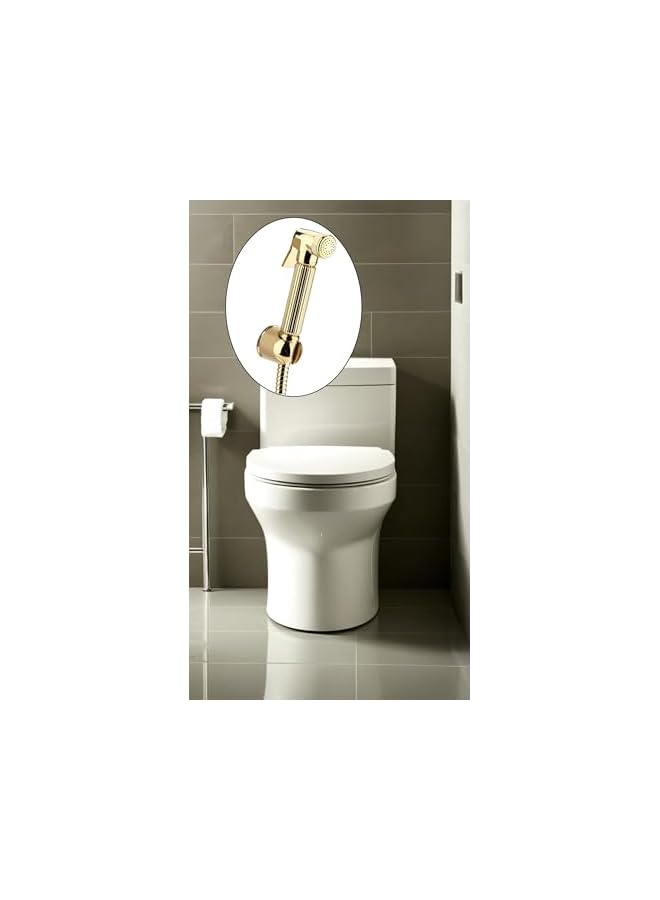 S-TOP Gold Solid Brass Wall Mount Bidet Sprayer Kit - Portable Handheld Diaper Spray for Shower, Toilet, Bathroom - Shower Head Sprayer - Image 3