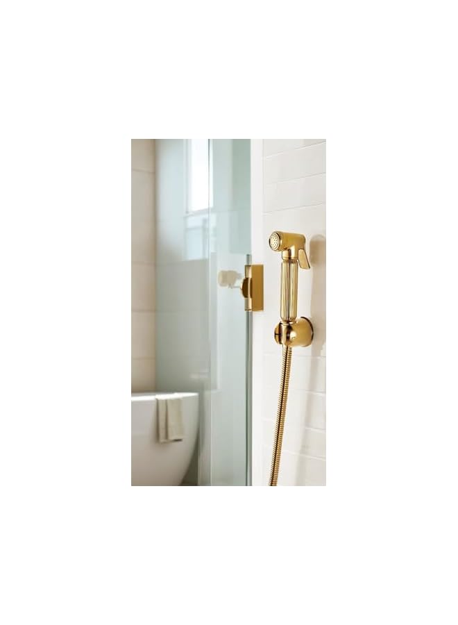 S-TOP Gold Solid Brass Wall Mount Bidet Sprayer Kit - Portable Handheld Diaper Spray for Shower, Toilet, Bathroom - Shower Head Sprayer - Image 2