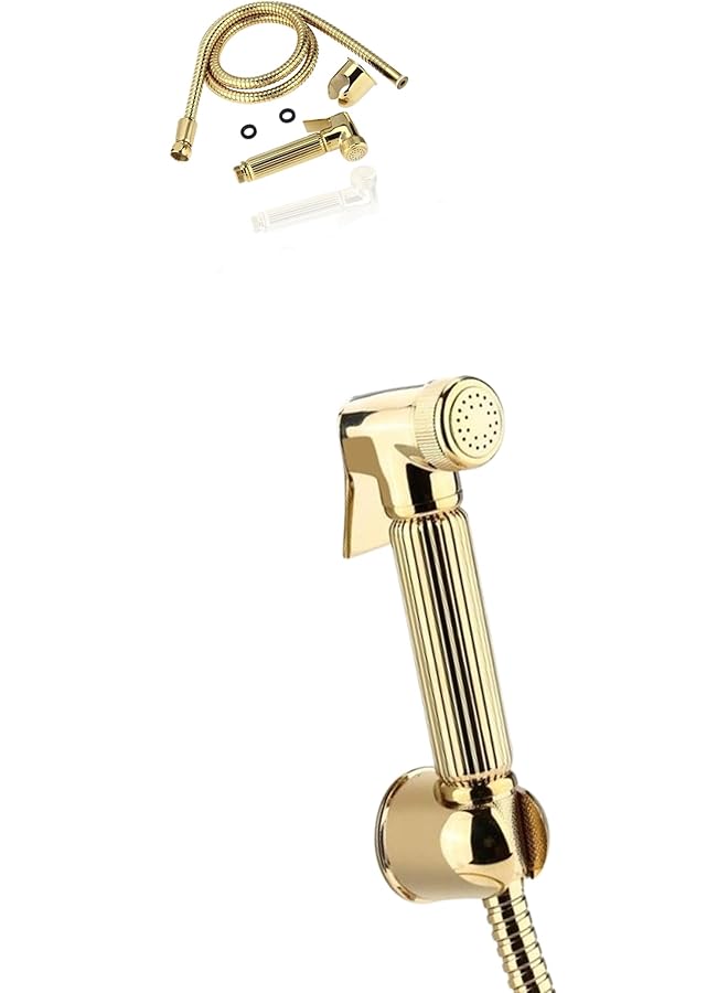 S-TOP Gold Solid Brass Wall Mount Bidet Sprayer Kit - Portable Handheld Diaper Spray for Shower, Toilet, Bathroom - Shower Head Sprayer - Image 1