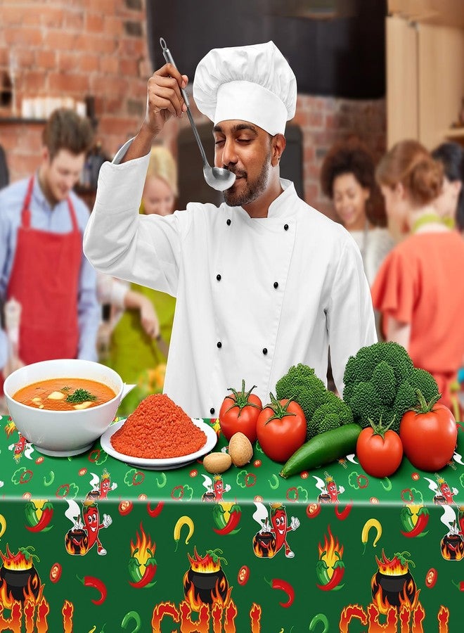 Oudain 3 Pcs Chili Cook Off Disposable Tablecloth 108" x 54" Plastic Pepper Flame Table Covers Cooking Party Table Cloth for Chili Cook Off Prizes Contest Party Supplies(Green) - Image 3