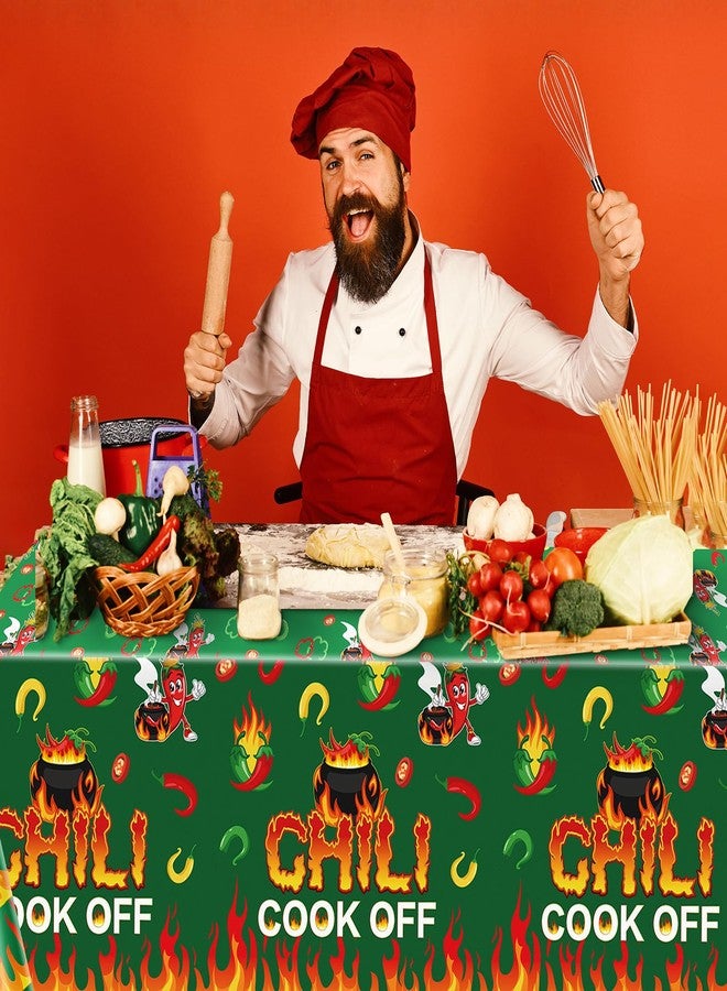 Oudain 3 Pcs Chili Cook Off Disposable Tablecloth 108" x 54" Plastic Pepper Flame Table Covers Cooking Party Table Cloth for Chili Cook Off Prizes Contest Party Supplies(Green) - Image 4