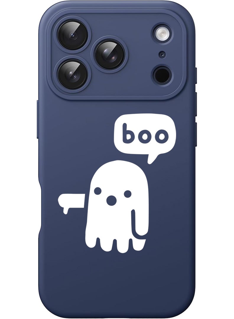 Theodor Protective Slim Fit Case Liquid Silicone Cover with Full Body Protection Anti-Scratch Shockproof Case For Apple iPhone 17 Pro Max (Blue) Boo - White - Image 1