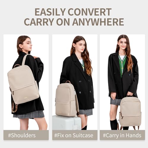 GOLF SUPAGS Laptop Backpack for Women Slim Computer Bag Work Travel College Backpack Purse Fits 14 Inch Notebook (Apricot) - Image 2