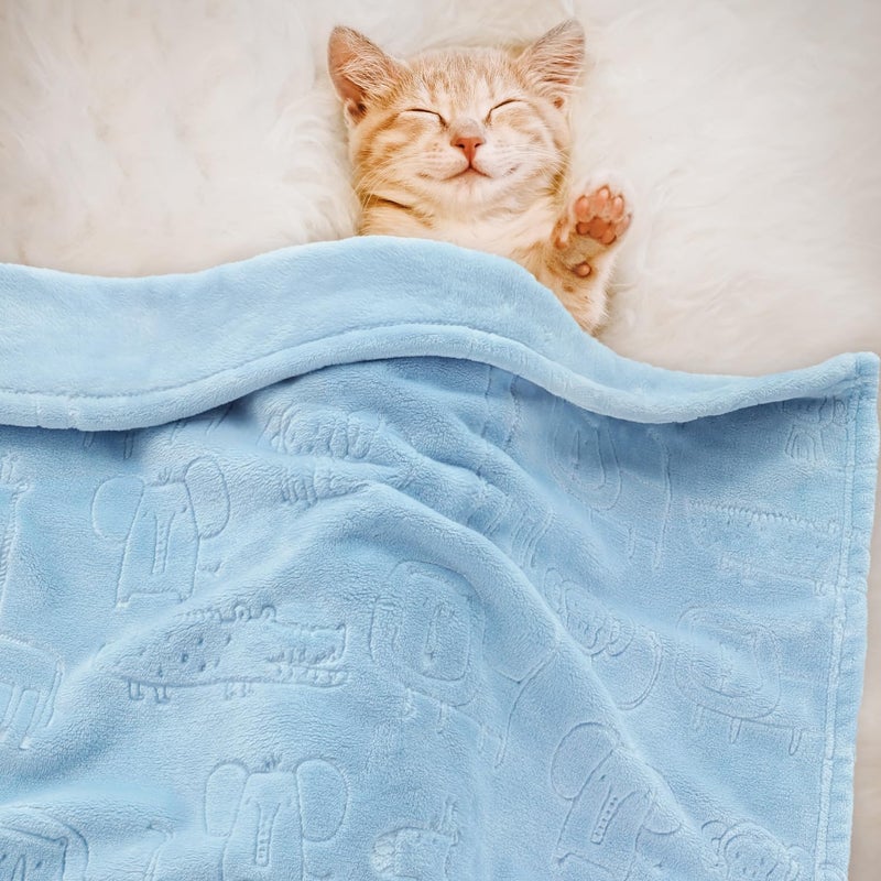 BORITAR Baby Blanket for Boys Girls Ultra Soft Fleece Warm and Lightweight Animal Blankets for Infant Toddler Newborn, 30x40 Inch, Blue - Image 2