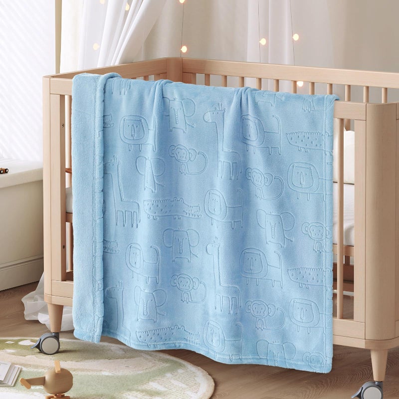 BORITAR Baby Blanket for Boys Girls Ultra Soft Fleece Warm and Lightweight Animal Blankets for Infant Toddler Newborn, 30x40 Inch, Blue - Image 5