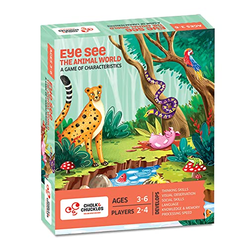 Chalk and Chuckles Educational Card Game- Eye See Animal World, Preschool STEM Learning Educational Toy, Gifts for Kids, Boys & Girls Ages 3, 4, 5, 6, 7 Years, Homeschool, Classroom & Travel Activity - Image 1