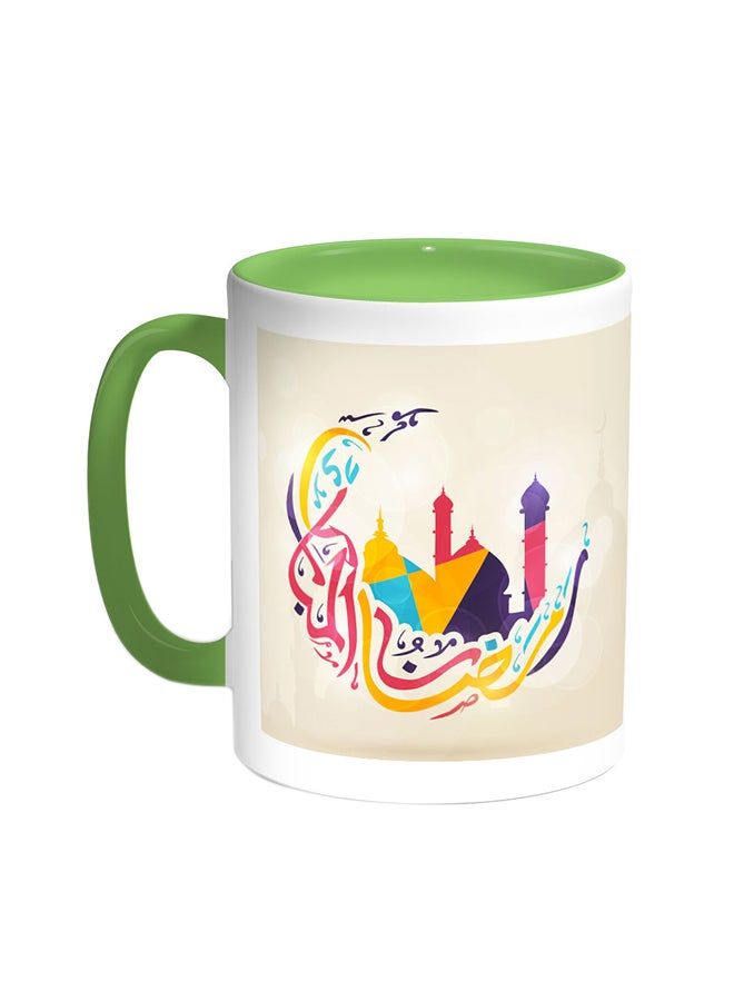 RKN Ramadan Kareem Printed Coffee Mug Green/White 11ounce - Image 1