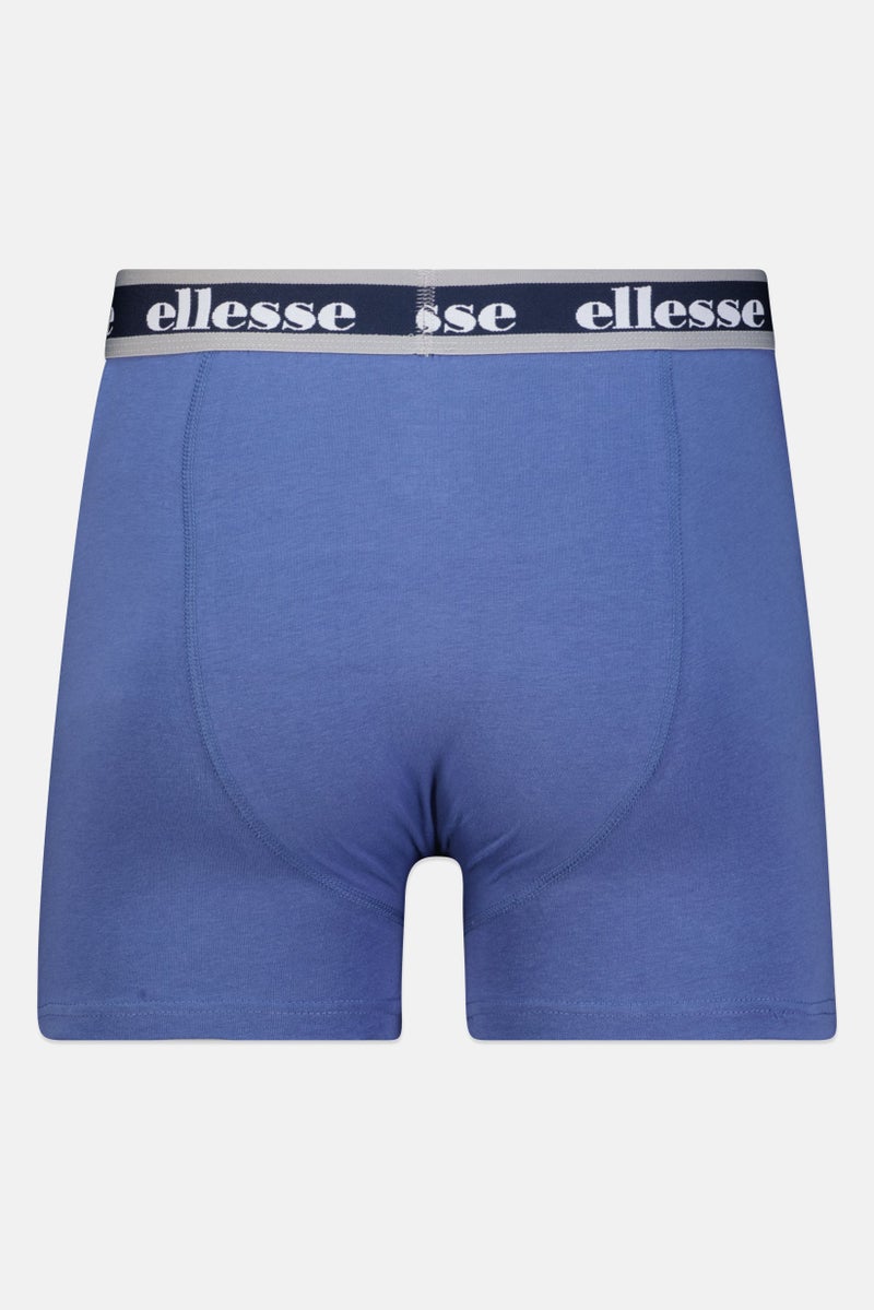 Ellesse Men 3 Pieces Brand Logo Trunks, Blue/Grey - Image 3