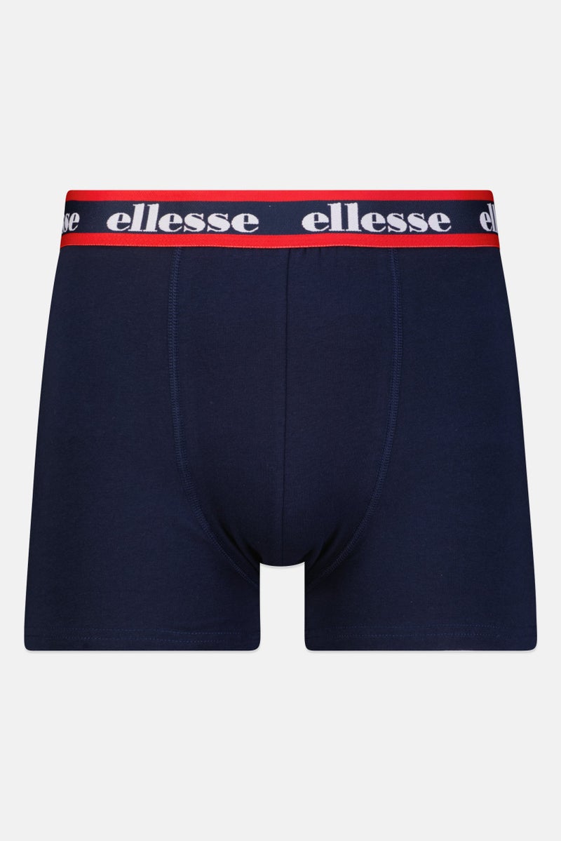 Ellesse Men 3 Pieces Brand Logo Trunks, Blue/Grey - Image 5