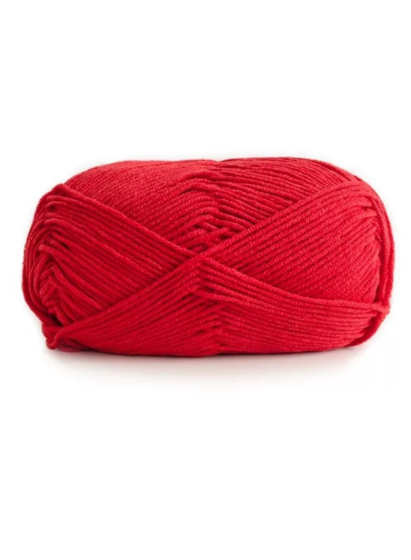 Generic Crochet and knitting yarn, 4-ply combed Cotton & Acrylic Fiber 50g,(51# Red)
