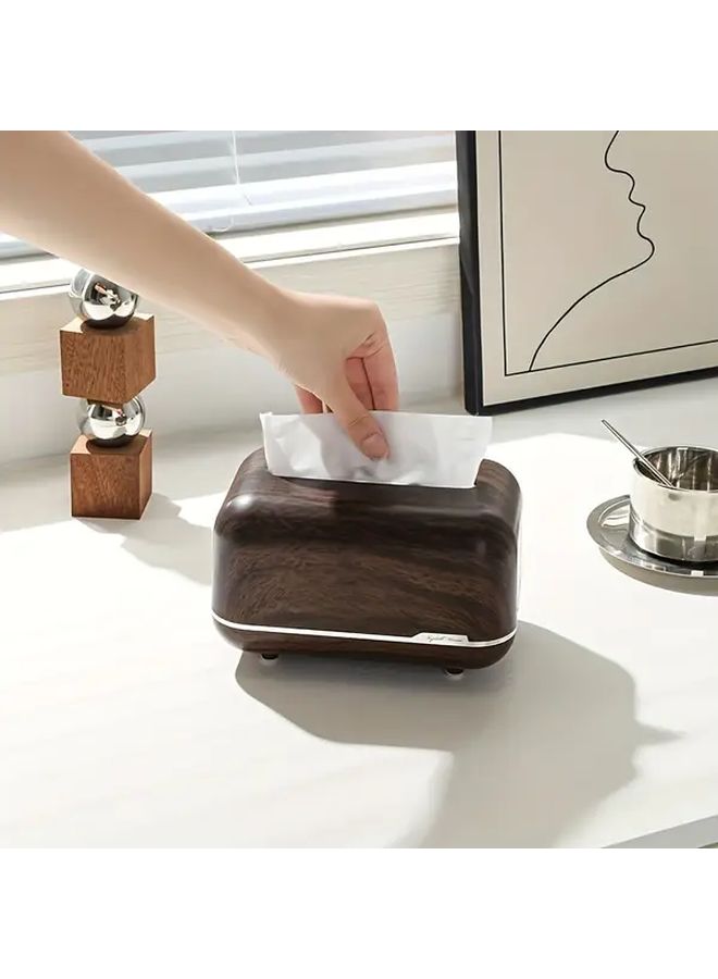Walnut Imitation Wooden Tissue Box Desktop Dispenser Home Decorative Storage - Image 5