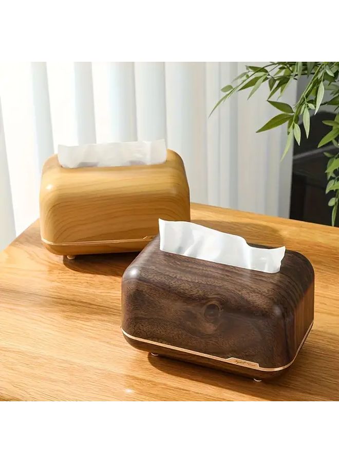 Walnut Imitation Wooden Tissue Box Desktop Dispenser Home Decorative Storage - Image 1