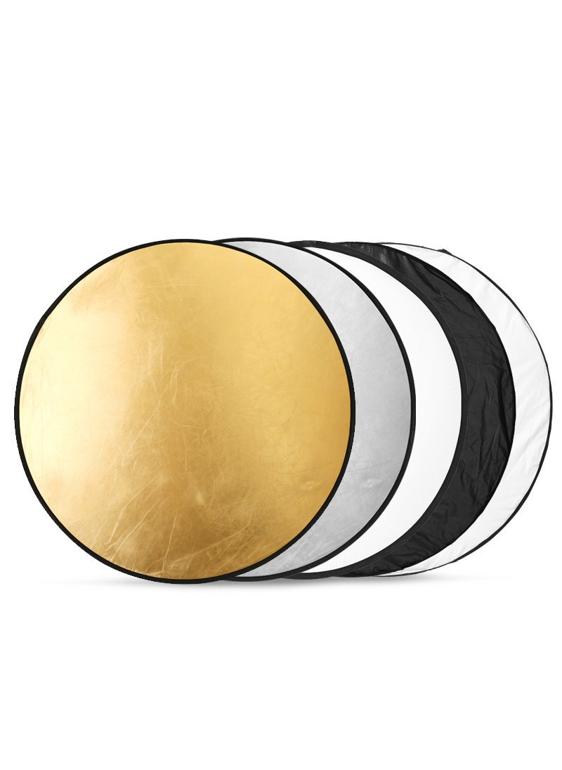Generic - Portable 5-in-1 Photography Reflector[five in one] * gold and silver black and white soft 5 color [diameter 60cm]] [five in one] * gold and silver black and white soft 5 color [diameter 60cm]] - Image 1