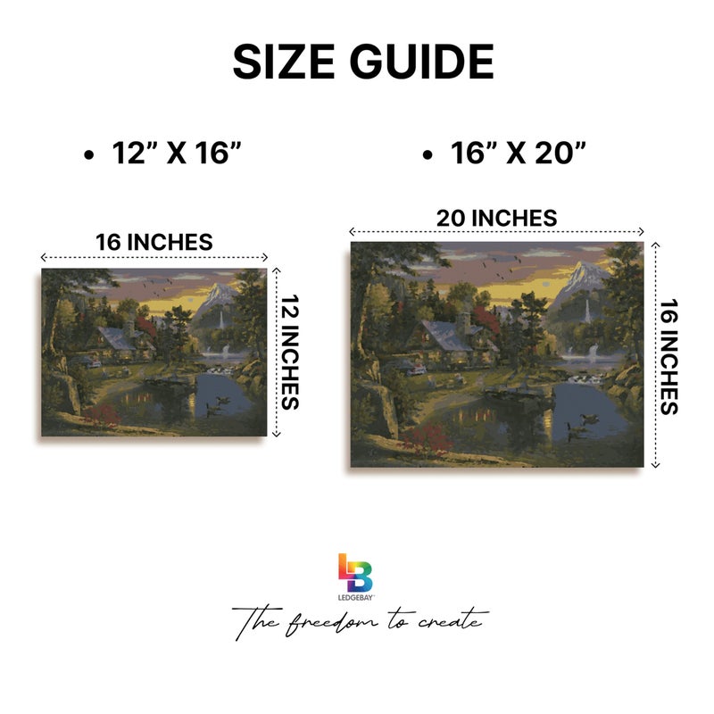 Ledgebay DIY Paint by Numbers Kit for Adults Framed Canvas Beginner to Advanced Paint by Numbers Kit Kits Include Acrylic Paint Set Brushes Tabletop Easel (Mountain Paradise 16" x 20" Framed) - Image 5
