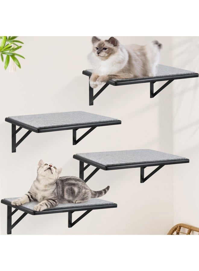 GADKE Cat Wall Shelves Set of 4, Wood Cat Shelves for Wall, Cat Wall Bed Hammock with Scratching Pad, Cat Climbing Shelf for Sleeping Playing, Cat Window Perch for Large Cats, Black Cat Furniture for Indoor - Image 1