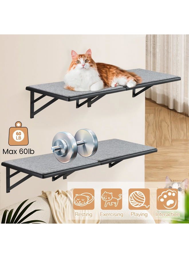 GADKE Cat Wall Shelves Set of 4, Wood Cat Shelves for Wall, Cat Wall Bed Hammock with Scratching Pad, Cat Climbing Shelf for Sleeping Playing, Cat Window Perch for Large Cats, Black Cat Furniture for Indoor - Image 5