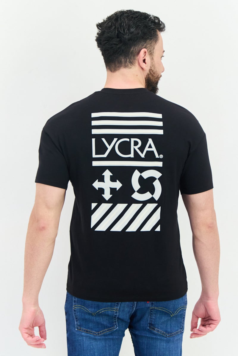 SELECTED Men Crew Neck Short Sleeves Graphic Print T-Shirt, Black - Image 2