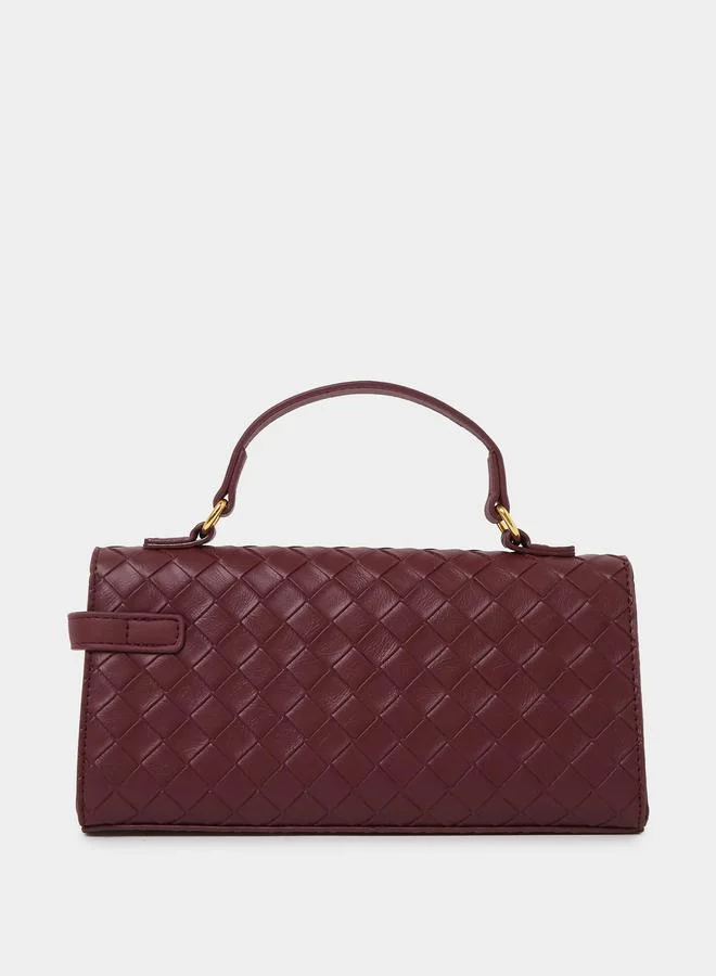 ستايلي Burgundy Textured Flap Crossbody Bag