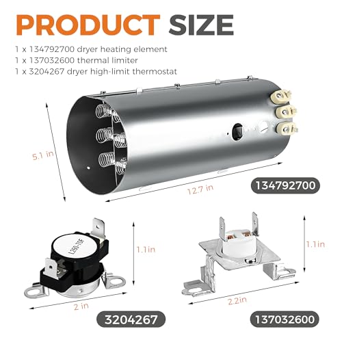 Romalon Dryer Heating Element 134792700 Thermal Limiter 137032600 Thermostat 3204267 Compatible with Electrolux kenmore Dryer Replacement PS2349309 AP4368653 1482984 AP4368739 PS2349395 AP21314 By Romalon - Image 5