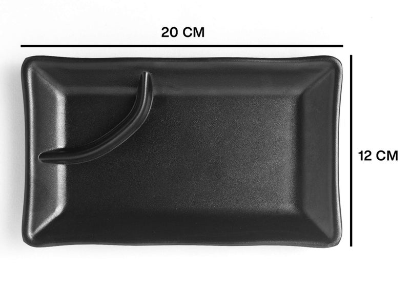 HAINE Pure Melamine Unbreakable Chilla Platter for Snacks, Black (2-Piece) - Image 2