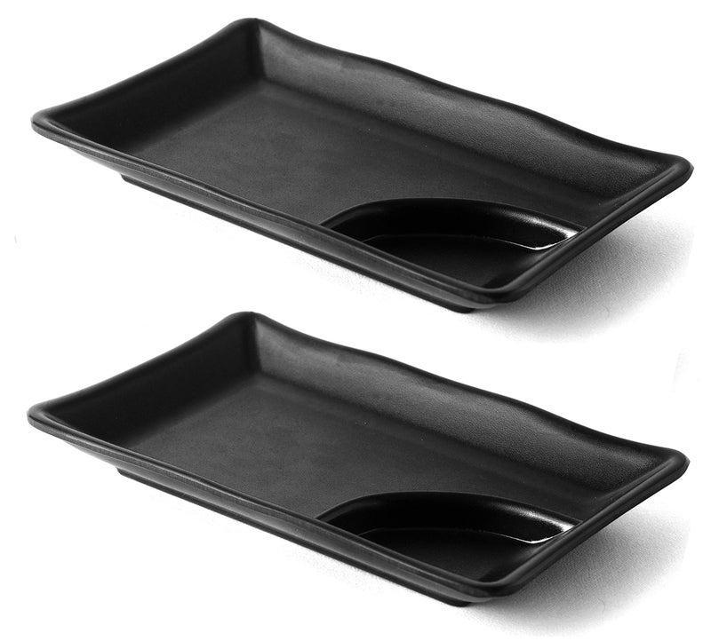 HAINE Pure Melamine Unbreakable Chilla Platter for Snacks, Black (2-Piece) - Image 1