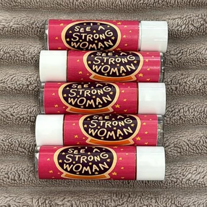 Strong Woman Inspirational Lip Balm, Pink and Gold Design